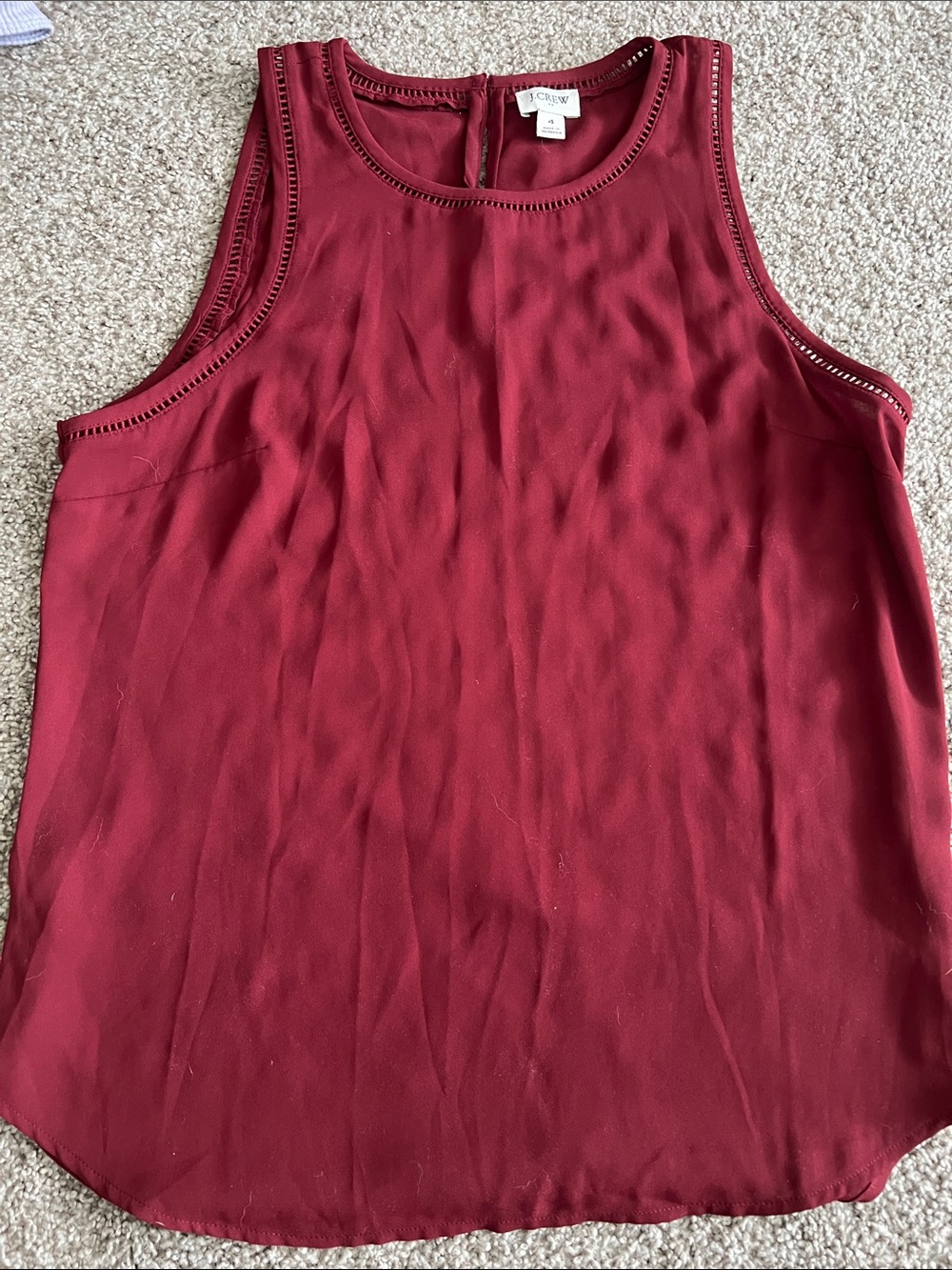 J. Crew Burgundy Sleeveless Camisole with Trim Detail